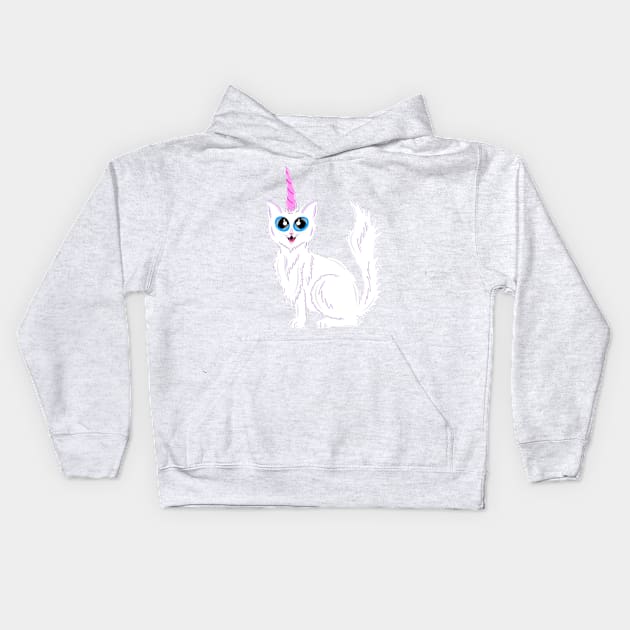 White Kitty-corn Kids Hoodie by MelanieJeyakkumar